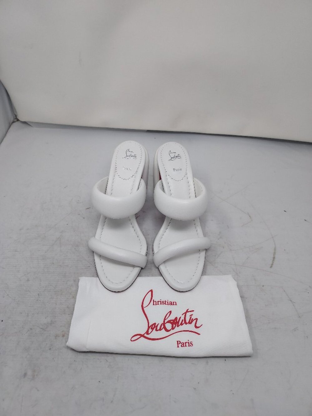 CHRISTIAN LOUBOUTIN White Inflama Sab Black Block Heel Sandal - Picture 6 of 13